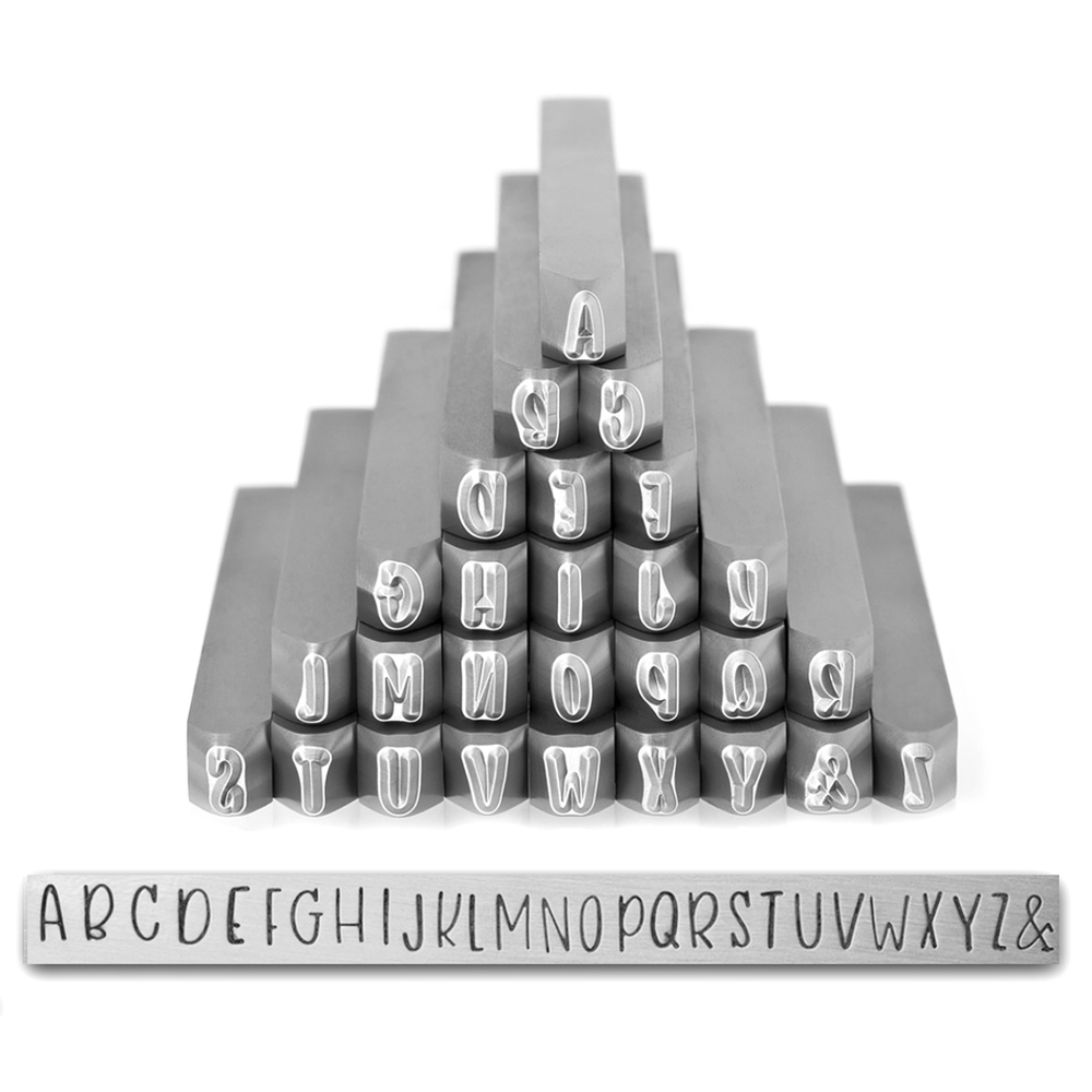 Metal Stamping Tools Uppercase Pumpkin Spice Letter Stamp Set 3mm, By Stamp Yours - Tapered Down Shanks
